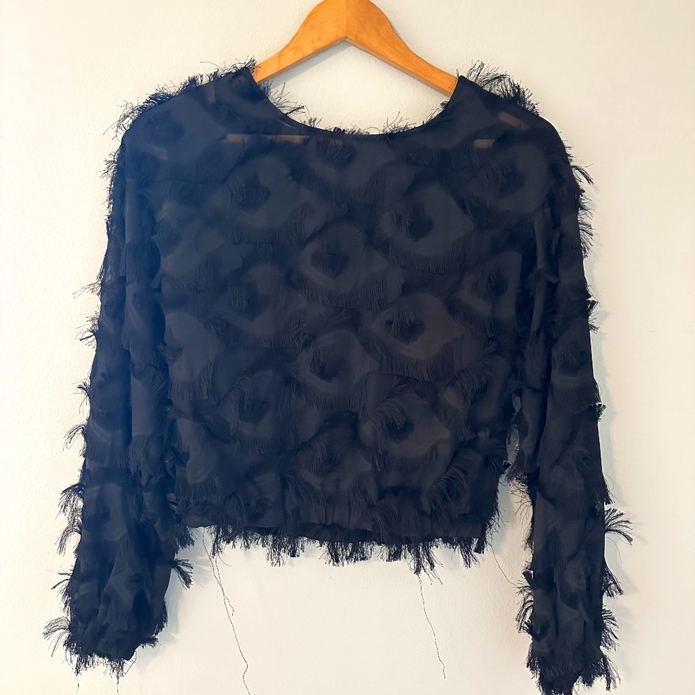 BLACK BUBBLE SLEEVE TOP